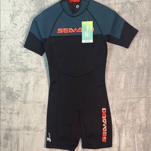 NWT New Sea-doo Navy/Marine Blue 3mm Escape Shorty Wetsuit Men’s Size Small